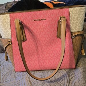 Michael Kors Pink and Brown Designer Handbag